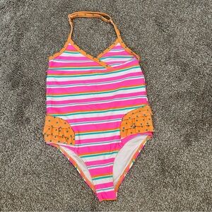 Tucker + Tate Pink and Orange Striped Kids Swimsuit
